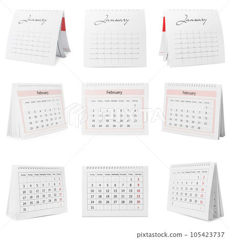 Set of different paper calendars on white background Set of different paper calendars on white background 105423737
