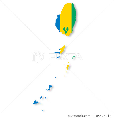 St Vincent and the Grenadines flag map with clipping path 3d illustration St Vincent and the Grenadines flag map with clipping path 3d illustration 105425212