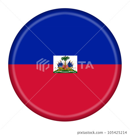 Haiti flag button 3d illustration with clipping path 105425214