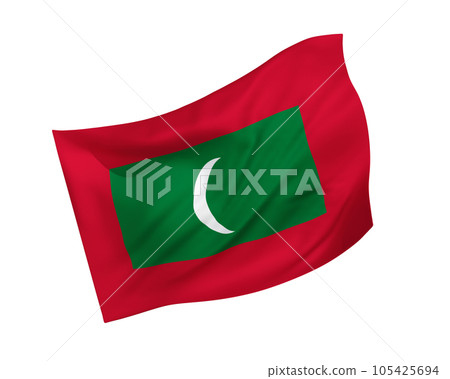 簡單的 3D 馬爾代夫國旗在風中飄揚 105425694