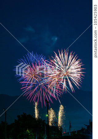 Fireworks coloring summer night sky Fireworks coloring summer night sky 105425903
