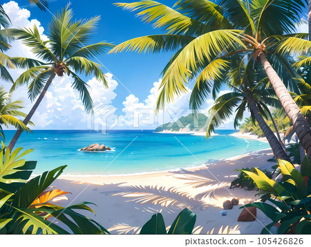 動漫背景_夏日之海_B001 動漫背景_夏日之海_B001 105426826