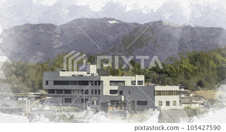 水彩風格淺口市政廳總辦公室岡山縣淺口市 105427590