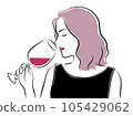 Woman holding a wine glass Colored 105429062