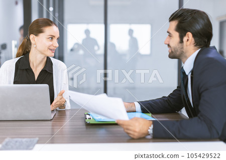 business manager businesspeople talking together conversation at office meeting room happy talk discussion with team 105429522