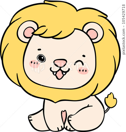 cute baby lion cartoon doodle is a charming and innocent illustration of a playful cub. cute baby lion cartoon doodle is a charming and innocent illustration of a playful cub. 105429718