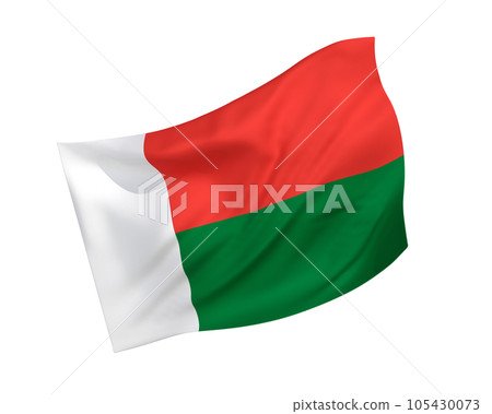 簡單的 3D 馬達加斯加國旗在風中飄揚 簡單的 3D 馬達加斯加國旗在風中飄揚 105430073