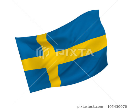 Simple 3D Swedish flag fluttering in the wind 105430076