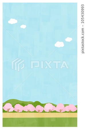 Flat road and spring background material Vertical position Flat road and spring background material Vertical position 105430993