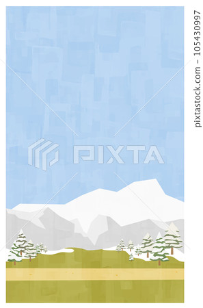 Flat road and winter background material Vertical position 105430997