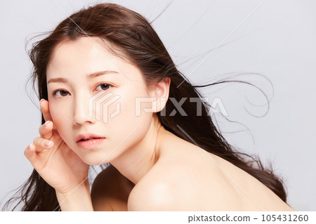 Beauty young Japanese woman with messy hair Beauty young Japanese woman with messy hair 105431260