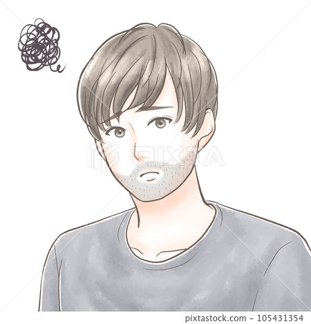 A young man suffering from the bristles of his beard Watercolor style A young man suffering from the bristles of his beard Watercolor style 105431354
