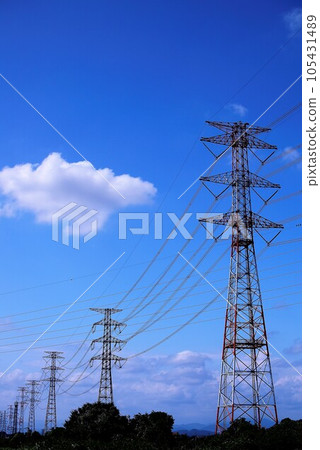 Gunma summer sky and steel tower view Gunma summer sky and steel tower view 105431489