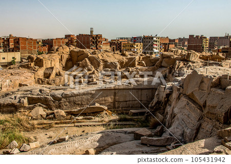 The unfinished obelisk at stone quarries of Aswan, Egypt The unfinished obelisk at stone quarries of Aswan, Egypt 105431942