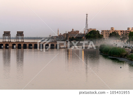 Sluice gate on the Nile river, Egypt. watergate near Esna Sluice gate on the Nile river, Egypt. watergate near Esna 105431955