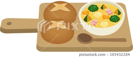 船上的麵包和南瓜湯 105432284