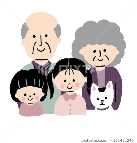 爺爺奶奶和孫子和貓 105433246