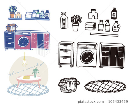 Black and white, monotone, line drawing illustrations: handwriting, fashionable, magazines, fashion, cute, interior, furniture Black and white, monotone, line drawing illustrations: handwriting, fashionable, magazines, fashion, cute, interior, furniture 105433459