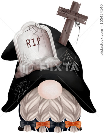 Cartoon Halloween gnome funny Watercolor Clip art cute illustrations Cartoon Halloween gnome funny Watercolor Clip art cute illustrations 105434140