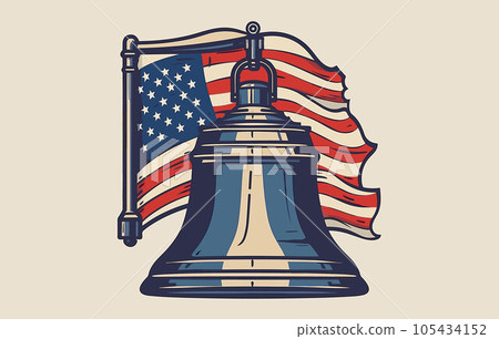 Liberty Bell vector for patriot day flat ,freedom bell flag silhouette minimali vector illustration Liberty Bell vector for patriot day flat ,freedom bell flag silhouette minimali vector illustration 105434152