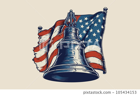 Liberty Bell vector for patriot day flat ,freedom bell flag silhouette minimali vector illustration 105434153