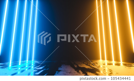 Scene for product presentation on modern futuristic neon abstract background. 3d render 105434441