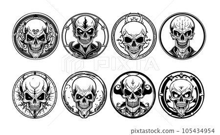 A skull vampire line art set A skull vampire line art set 105434954