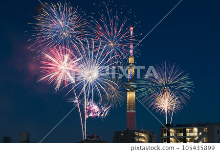 Fireworks and Sky Tree Fireworks and Sky Tree 105435899
