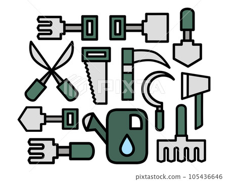 green garden tools flat 105436646