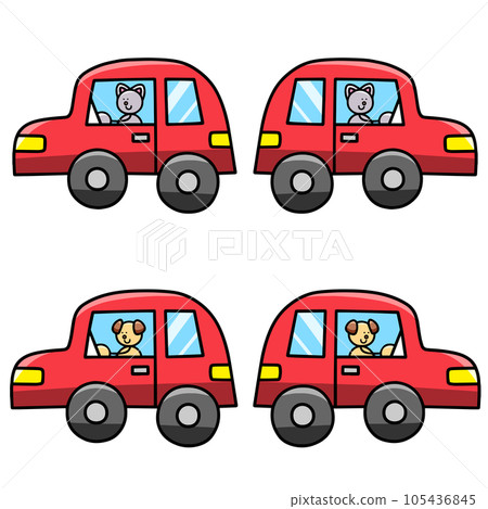 Wanmaru 和 Nyanmaru 乘汽車、狗和貓旅行的插圖集 105436845