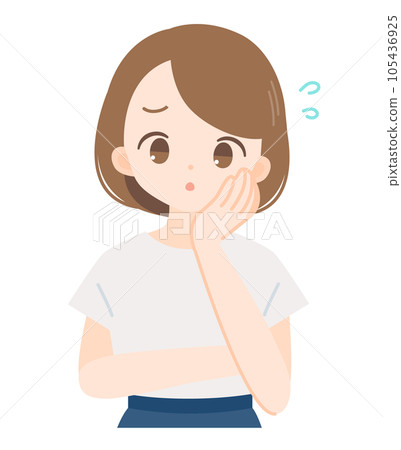 一個拄著拐杖、滿臉愁容的女人 105436925