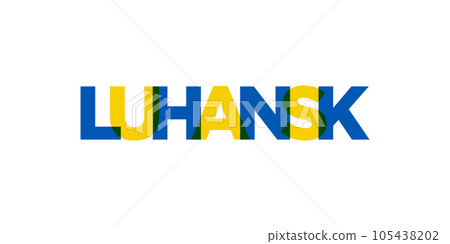Luhansk in the Ukraine emblem. The design features a geometric style, vector illustration with bold typography in a modern font. The graphic slogan lettering. 105438202
