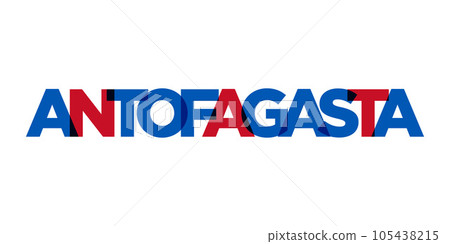 Antofagasta in the Chile emblem. The design features a geometric style, vector illustration with bold typography in a modern font. The graphic slogan lettering. 105438215