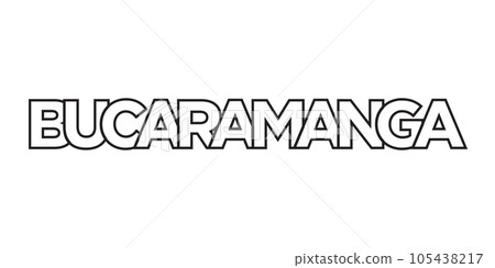 Bucaramanga in the Colombia emblem. The design features a geometric style, vector illustration with bold typography in a modern font. The graphic slogan lettering. Bucaramanga in the Colombia emblem. The design features a geometric style, vector illustration with bold typography in a modern font. The graphic slogan lettering. 105438217
