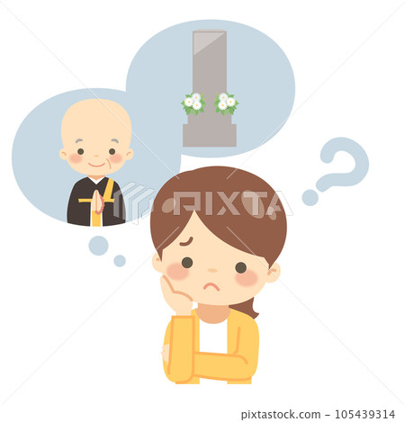 一個女人擔心墳墓的插圖 105439314