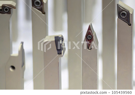 Close up scene the group special purpose tool for CNC lath machine. Close up scene the group special purpose tool for CNC lath machine. 105439560