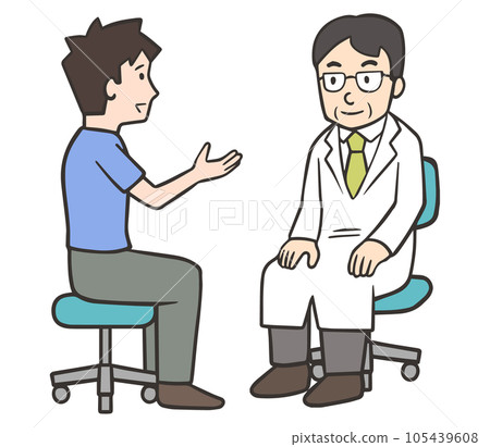 Young male patient talking to a doctor Young male patient talking to a doctor 105439608