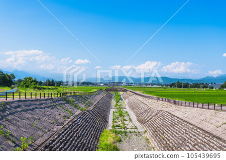 Azumi no Drainage Channel and Rural Scenery Azumi no Drainage Channel and Rural Scenery 105439695