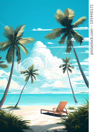Illustration of a beautiful view of a tropical island 105440172