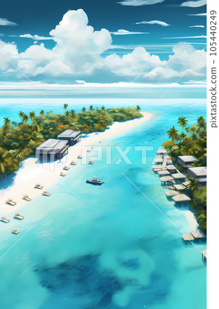 Illustration of a beautiful view of a tropical island 105440249
