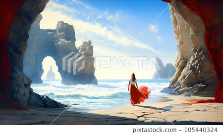 Panoramic view of the beach of Etretat in Normandy, France Panoramic view of the beach of Etretat in Normandy, France 105440324