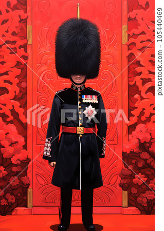 Illustration of a British Royal Guard soldier. United Kingdom 105440469