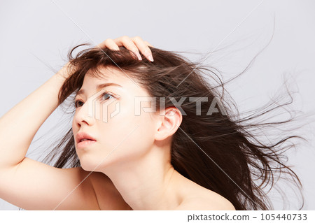 Beauty young Japanese woman with messy hair 105440733