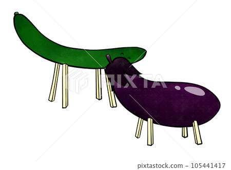 Obon decoration illustrations Spirit horse and spirit cow Obon decoration illustrations Spirit horse and spirit cow 105441417