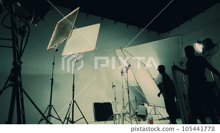 Silhouette of video production behind the scenes or B roll 105441778