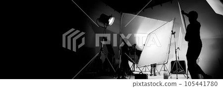 Silhouette of video production behind the scenes or B roll 105441780