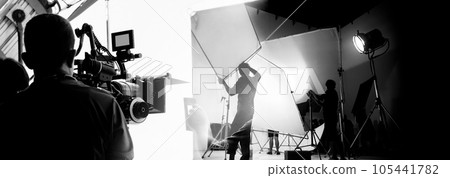 Silhouette of video production behind the scenes or B roll 105441782