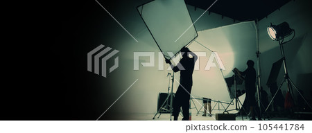 Silhouette of video production behind the scenes or B roll Silhouette of video production behind the scenes or B roll 105441784