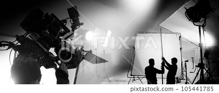Silhouette of video production behind the scenes or B roll 105441785