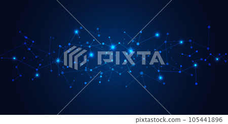 Abstract background of molecules. Molecular structures or DNA strands, genetic engineering, neural network, innovation technology, scientific research. Technological, science, and medicine concept 105441896